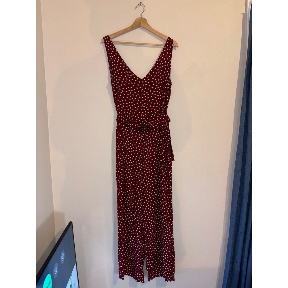 Cotton On Rust and White Polkadot Jumpsuit - Size X-Small
